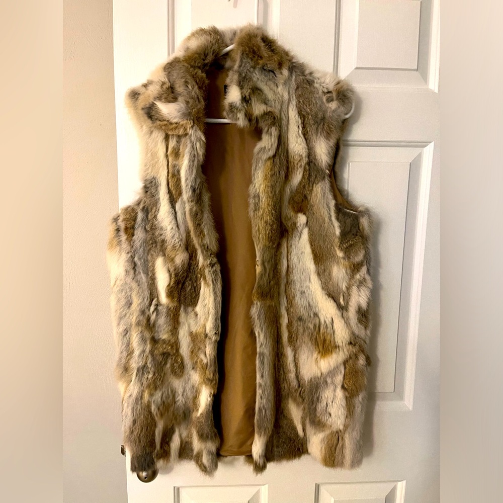 Adrienne Landau long rabbit fur vest